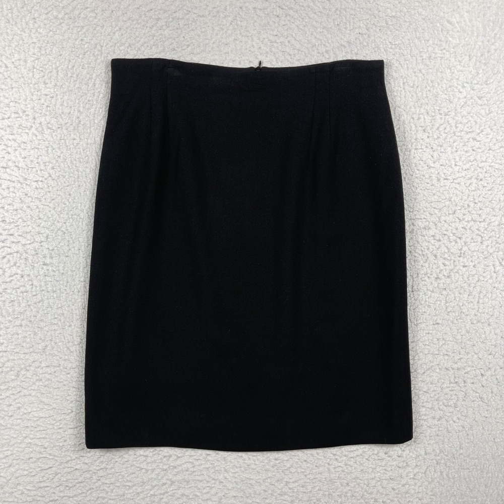 Jones New York Pencil Skirt Womens 16 Black Pure Wool Vintage Made in USA